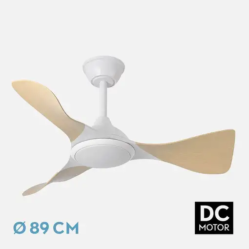 Fabrilamp Caiman ventilador de techo  blanco/haya Led 36W 3 aspas