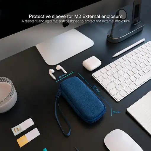 TooQ Estuche Protector para Caja Externa M2, Azul Pacífico