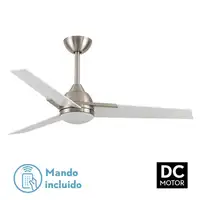 Ventilador DC Argestes níquel 132 cm, LED, 3 aspas blancas