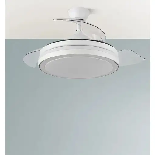 Fabrilamp Esparta Mini ventilador de techo blanco, led 72W, aspas plegables