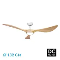 Ventilador DC Viana blanco/haya 132cm LED 3 aspas y 6 velocidades