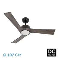 Ventilador DC Orinoco negro/roble 107cm, LED, 3 aspas, 6 velocidades