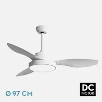 Fabrilamp Hayate blanco, 3 aspas, led y mando a distancia