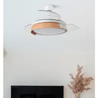 Ventilador DC PROVENZA 72W blanco/haya con LED y aspas plegables