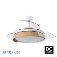 Ventilador DC PROVENZA 72W blanco/haya con LED y aspas plegables
