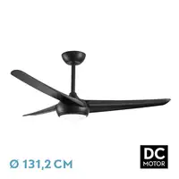 Ventilador DC Patras negro 131,2cm, LED, 3 aspas, 6 velocidades