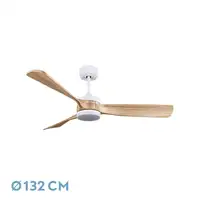 Ventilador DC Oriente blanco/haya 132cm LED 3 aspas y 6 velocidades