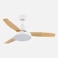 Ventilador DC Kavala blanco/haya 112cm, LED, 3 aspas, 6 velocidades