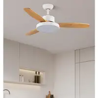 Ventilador DC Kavala blanco/haya 112cm, LED, 3 aspas, 6 velocidades