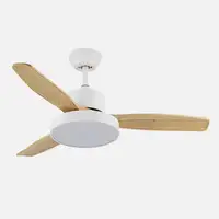Ventilador DC Kavala blanco/haya 112cm, LED, 3 aspas, 6 velocidades