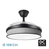 Ventilador DC Moda negro/surco gris LED 108 cm con mando