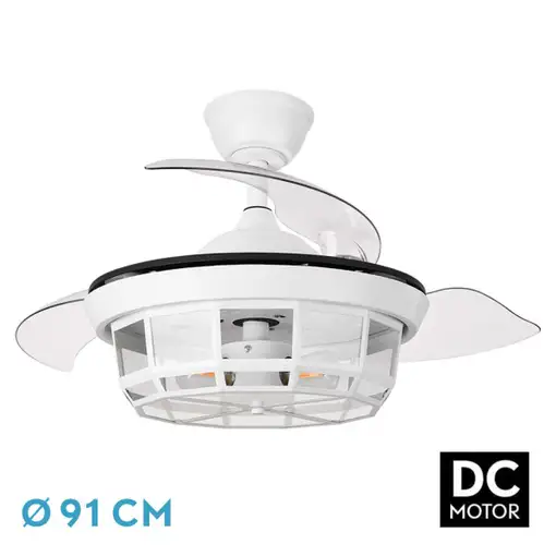 Ventilador DC TORNADO MINI blanco 3xE27 con aspas desplegables Ventilador DC TORNADO MINI blanco 3xE27 con aspas desplegables