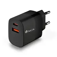 Cargador GAN de pared ultrarápido de 45W con 2 puertos: 1 USB-C 1 USB-A, NGS