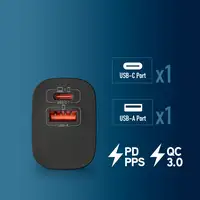 Cargador GAN de pared ultrarápido de 45W con 2 puertos: 1 USB-C 1 USB-A, NGS