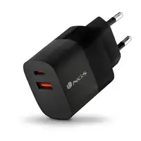 Cargador GAN de pared ultrarápido de 45W con 2 puertos: 1 USB-C 1 USB-A, NGS