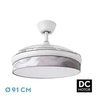 Ventilador DC Moda blanco/ola gris LED 91 cm con mando y memoria
