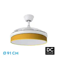 Ventilador DC Moda blanco/amarillo LED 91 cm con mando