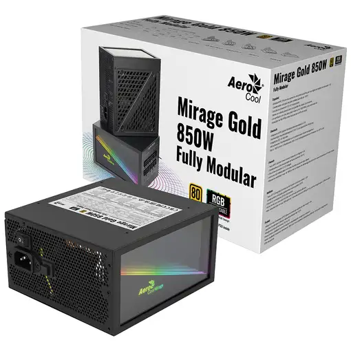 Aerocool MIRAGEGOLD 850W Fuente Alimentación PC Modular RGB 80 Plus Gold Condensad