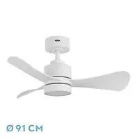 Ventilador DC Zepelin blanco LED 18W 3 aspas y 6 velocidades