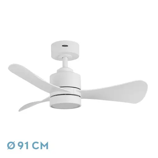 Ventilador DC Zepelin blanco LED 18W 3 aspas y 6 velocidades