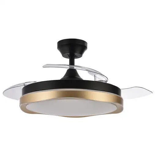 Fabrilamp Blondi ventilador de techo negro/oro led 72W aspas plegables
