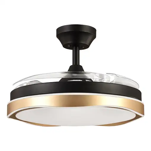 Fabrilamp Blondi ventilador de techo negro/oro led 72W aspas plegables