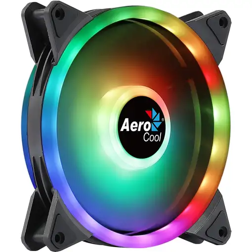 Aerocool DUO14 Ventilador PC 14cm ARGB LED Dual Ring Antivibración 6 Pines Negro