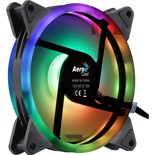 Aerocool DUO14 Ventilador PC 14cm ARGB LED Dual Ring Antivibración 6 Pines Negro