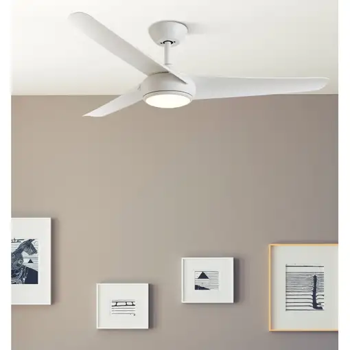 Ventilador DC Patras blanco 131,2cm, LED, 3 aspas, 6 velocidades