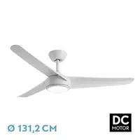 Ventilador DC Patras blanco 131,2cm, LED, 3 aspas, 6 velocidades