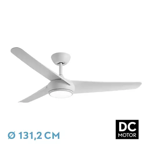 Ventilador DC Patras blanco 131,2cm, LED, 3 aspas, 6 velocidades