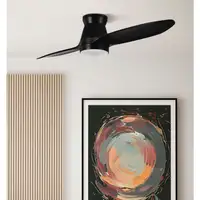 Ventilador LED negro, 2 aspas, mando, memoria y temporizador
