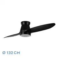 Ventilador LED negro, 2 aspas, mando, memoria y temporizador