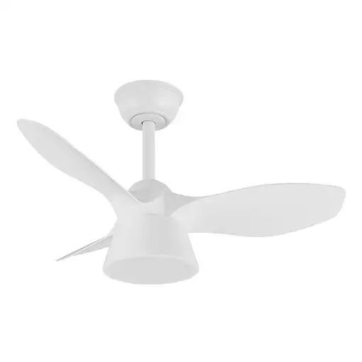 Fabrilamp Cúbico ventilador de techo blanco, 3 aspas, led 36W, mando Fabrilamp Cúbico ventilador de techo blanco, 3 aspas, led 36W, mando