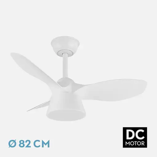 Fabrilamp Cúbico ventilador de techo blanco, 3 aspas, led 36W, mando