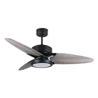 Fabrilamp Cross ventilador de techo negro, 3 aspas reversibles gris/roble led