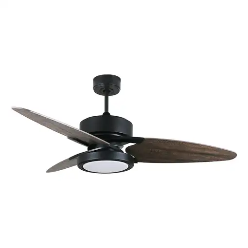 Fabrilamp Cross ventilador de techo negro, 3 aspas reversibles gris/roble led