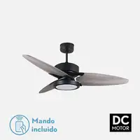Fabrilamp Cross ventilador de techo negro, 3 aspas reversibles gris/roble led