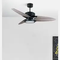 Fabrilamp Cross ventilador de techo negro, 3 aspas reversibles gris/roble led