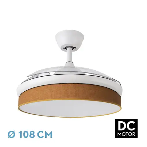 Ventilador DC Moda blanco/naranja LED 108 cm con mando