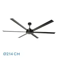 Ventilador negro sin luz, 6 aspas, mando y temporizador