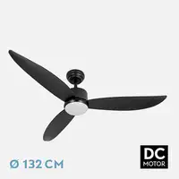 Fabrilamp Genil ventilador de techo negro, 3 aspas, 132 cm, led y mando
