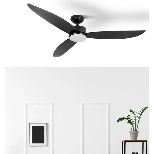 Fabrilamp Genil ventilador de techo negro, 3 aspas, 132 cm, led y mando