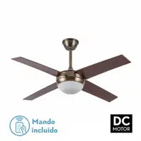 Ventilador DC Ciro cuero 4 aspas nogal E27 con temporizador
