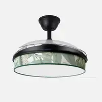 Ventilador DC Moda negro/hoja verde LED 108 cm con mando