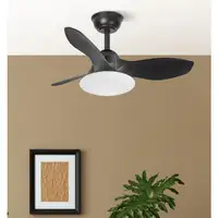 Ventilador DC Paramo negro, LED 36W, 3 aspas y mando