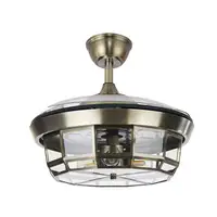 Ventilador DC TORNADO MINI cuero 3xE27 con aspas desplegables