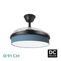 Ventilador DC Moda negro/azul LED 91 cm con mando