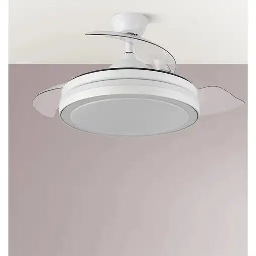 Fabrilamp Esparta Plus ventilador de techo blanco, led 72W, aspas plegables