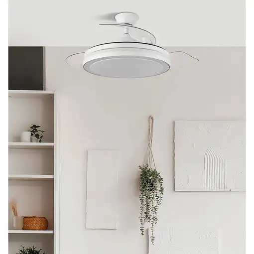 Fabrilamp Esparta Plus ventilador de techo blanco, led 72W, aspas plegables